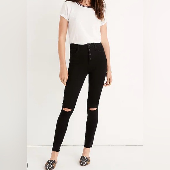 Madewell Denim - Madewell 10" High-Rise Roadtripper Jeans Button-Front Edition Black Size 28